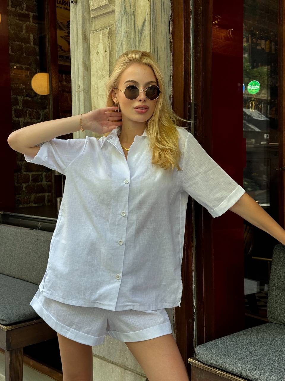 Relaxed Effortless  Linen Shirt and Shorts Set – 1109