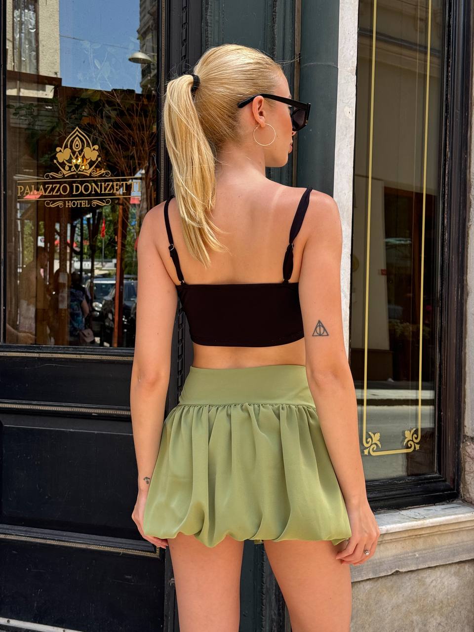 Sleek Satin Corset Top with Mini Skirt – 1108