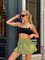Sleek Satin Corset Top with Mini Skirt – 1108