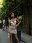 Sleek Satin Corset Top with Mini Skirt – 1107