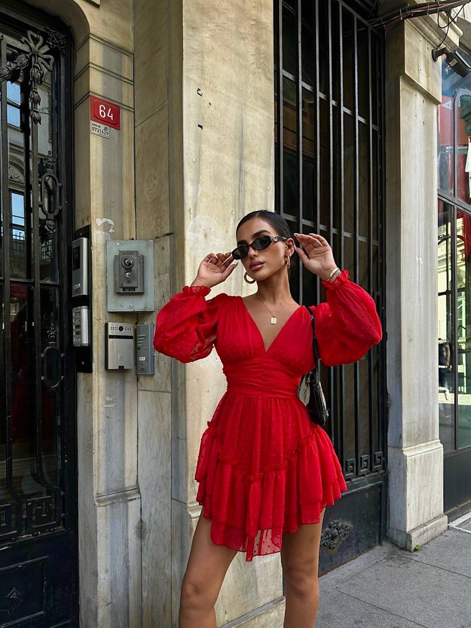 Ethereal Polka Dot Chiffon Dress – 1110