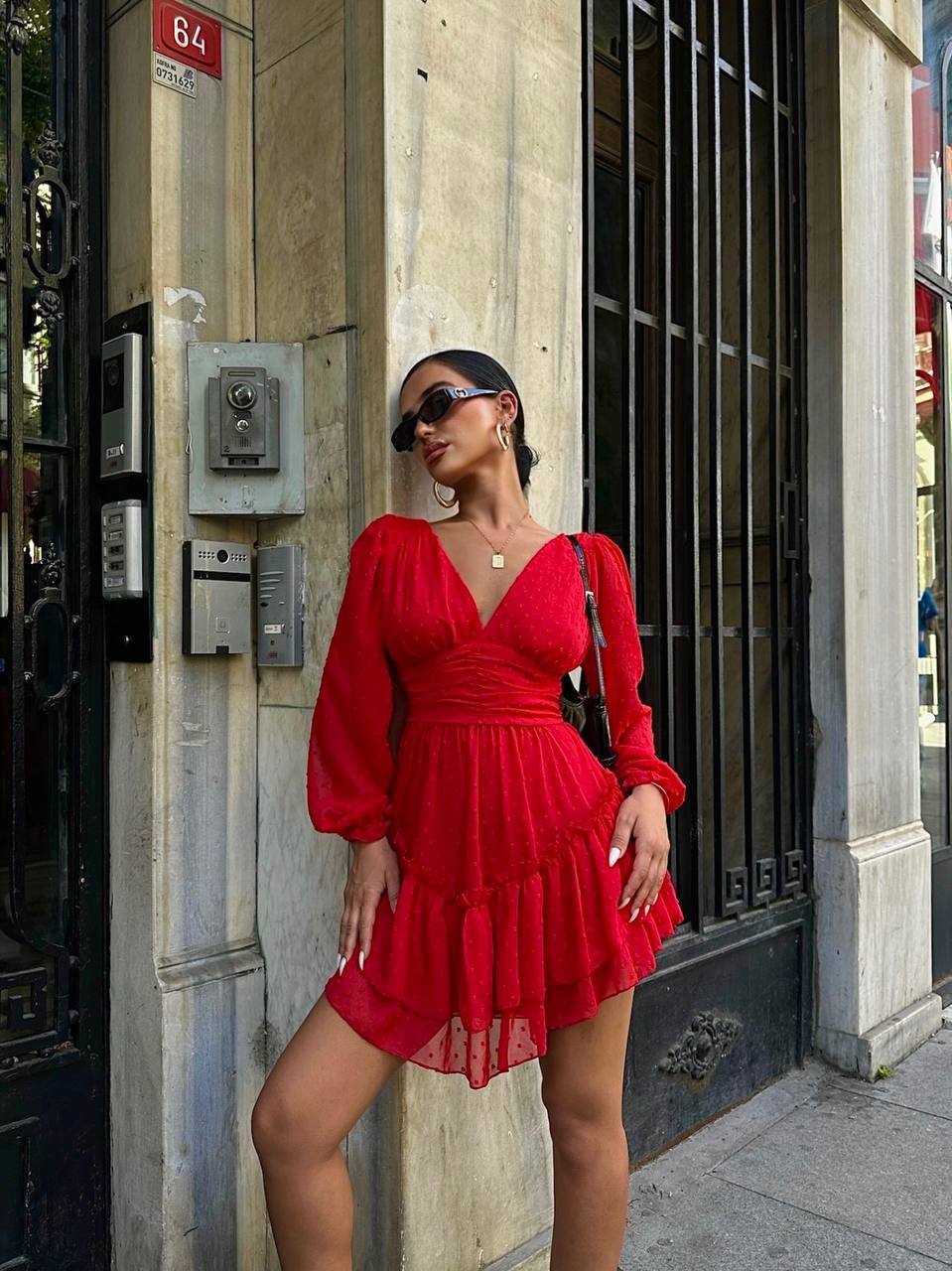 Ethereal Polka Dot Chiffon Dress – 1110