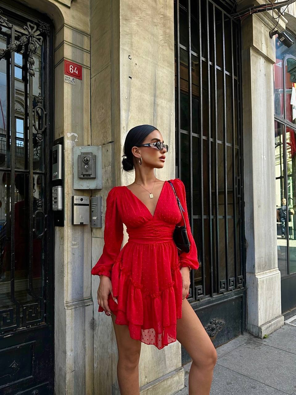 Ethereal Polka Dot Chiffon Dress – 1110