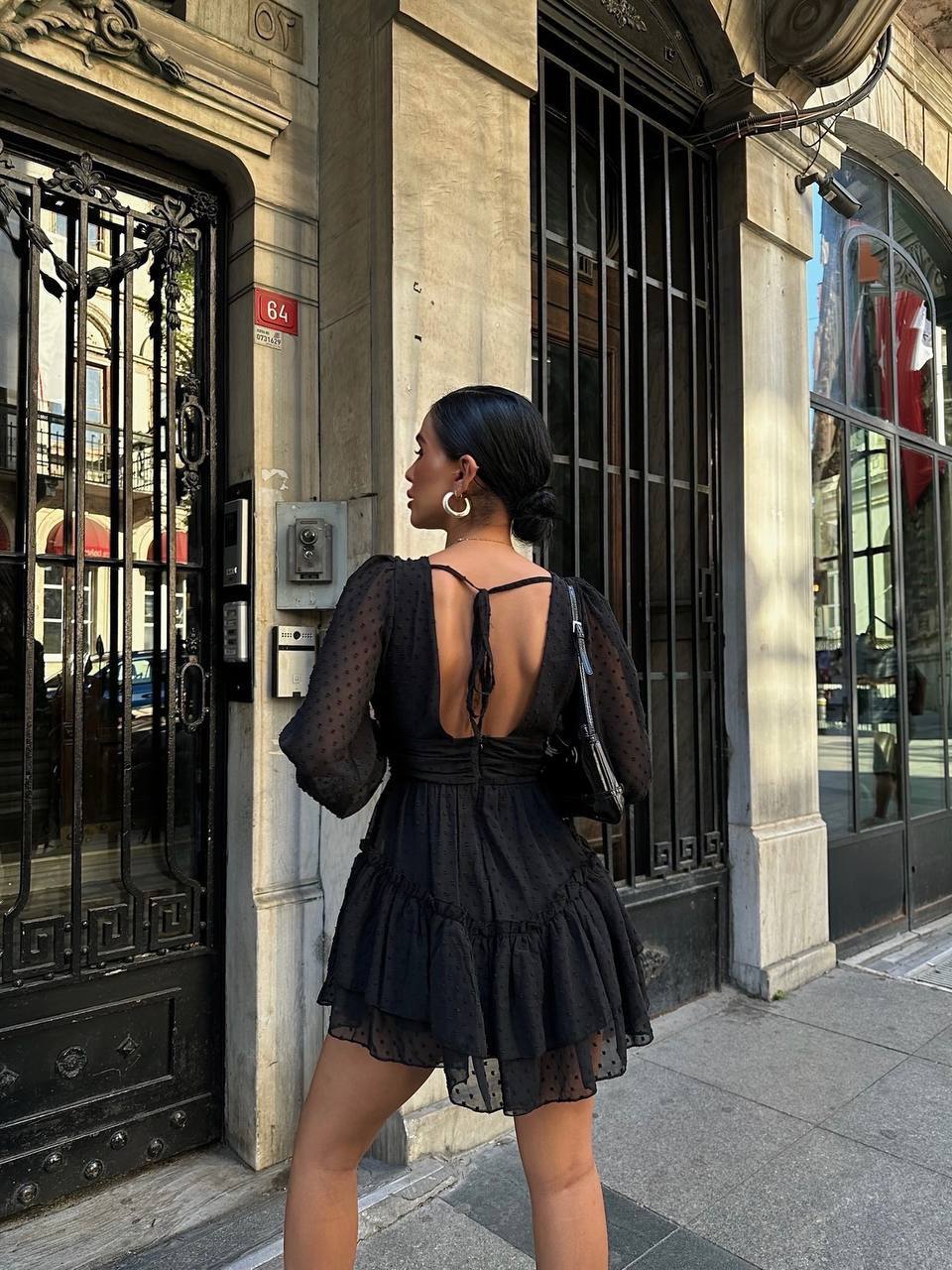 Ethereal Polka Dot Chiffon Dress – 1110