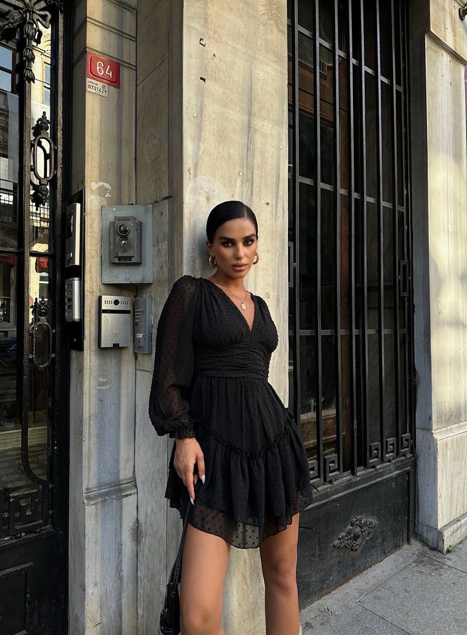 Ethereal Polka Dot Chiffon Dress – 1110