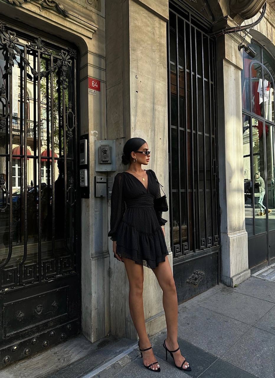 Ethereal Polka Dot Chiffon Dress – 1110