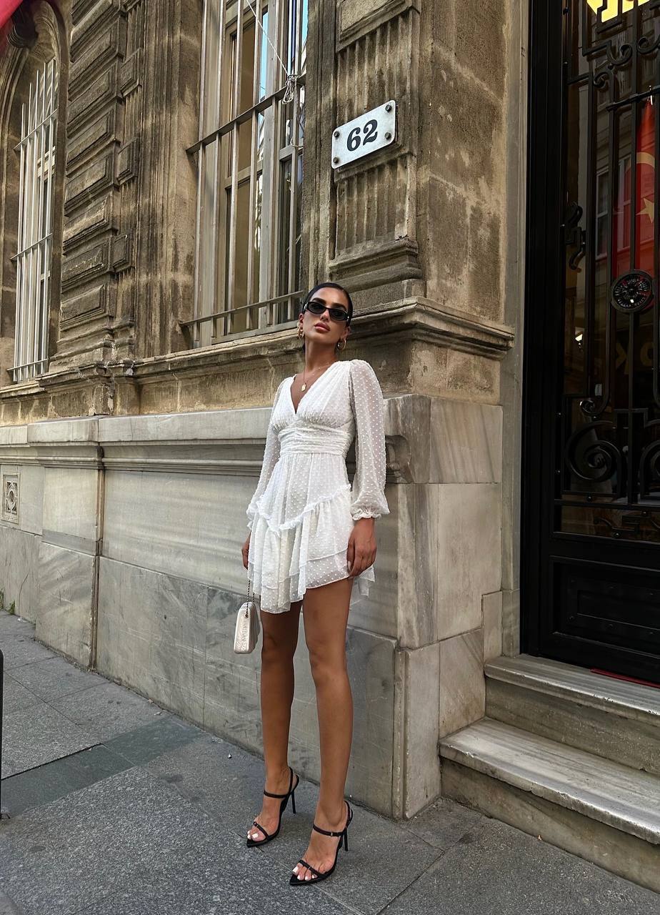 Ethereal Polka Dot Chiffon Dress – 1110