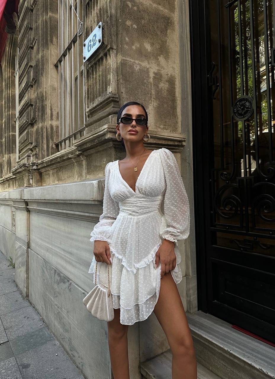 Ethereal Polka Dot Chiffon Dress – 1110