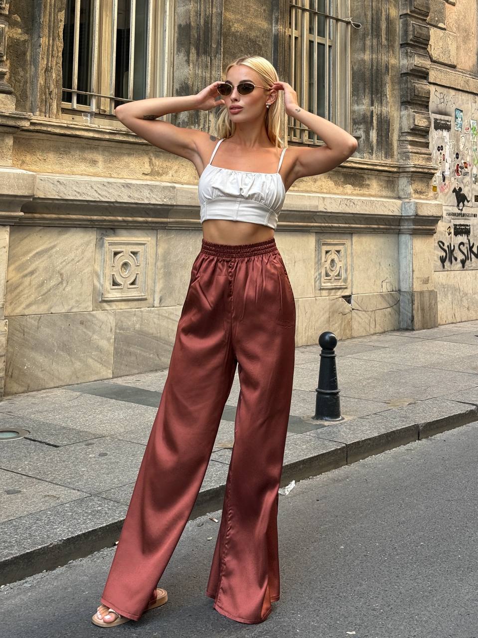 Luxe Satin Wide-Leg Pants – 1104