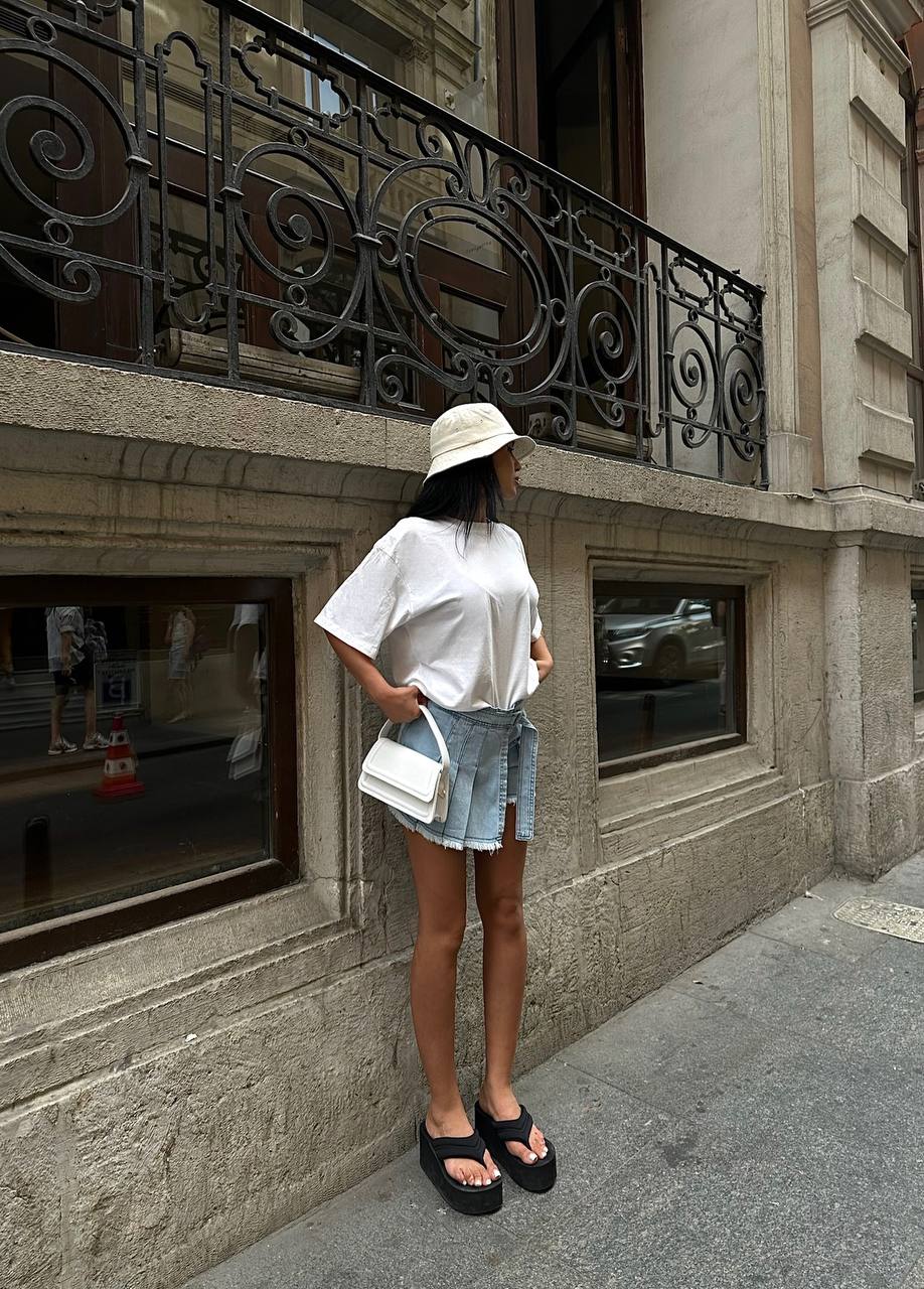 Urban Edge Pleated Denim Skort – 1096