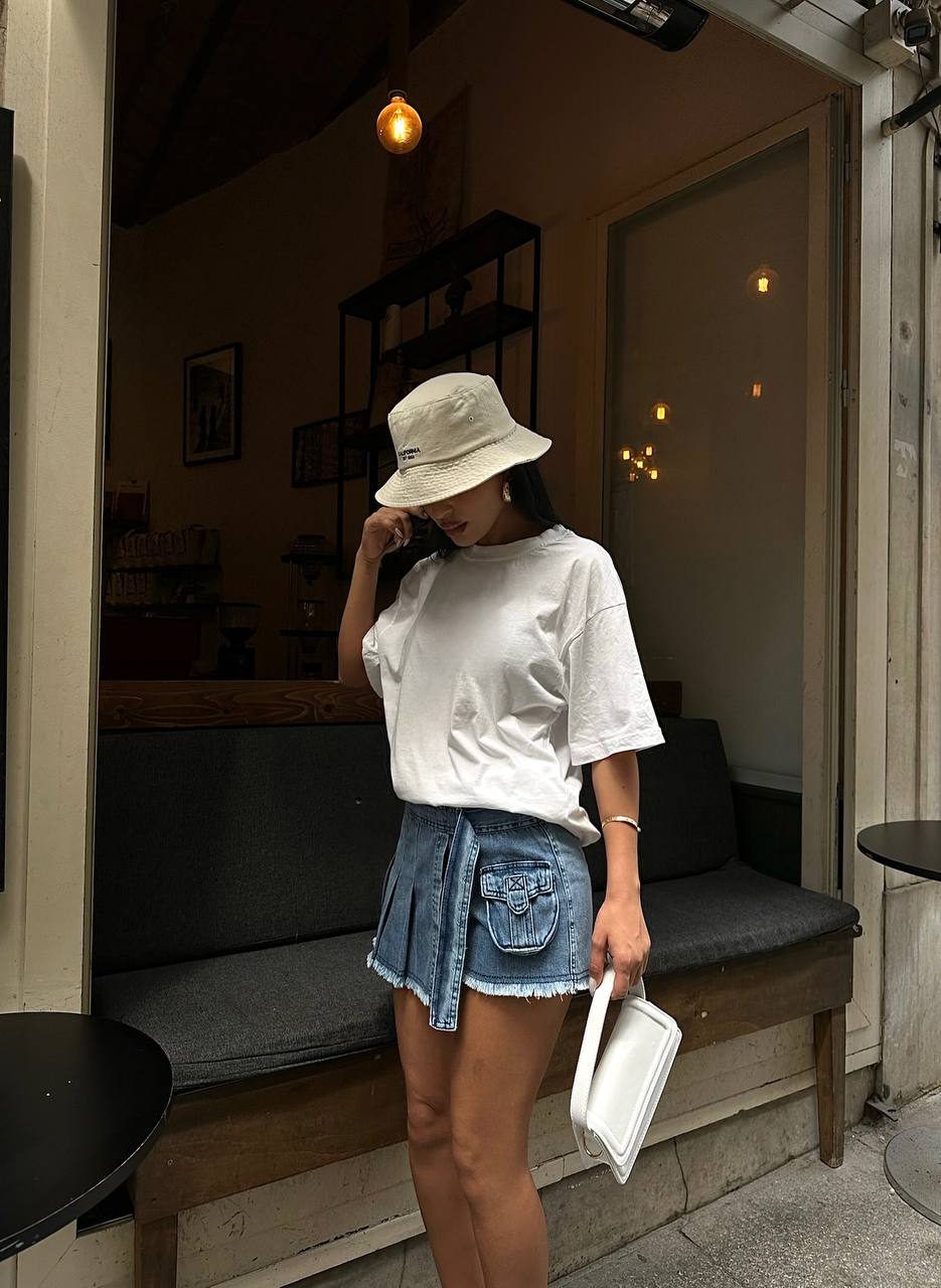 Urban Edge Pleated Denim Skort – 1096