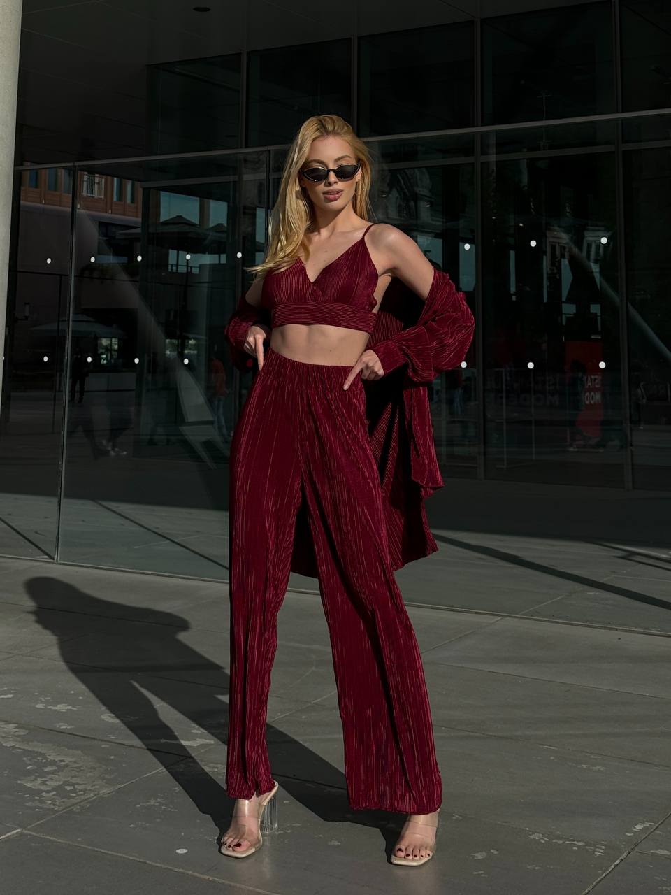 Lime Pleated Lounge Set – 1097