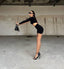 The Noir Luxe Asymmetrical Mini Dress Set - 1019