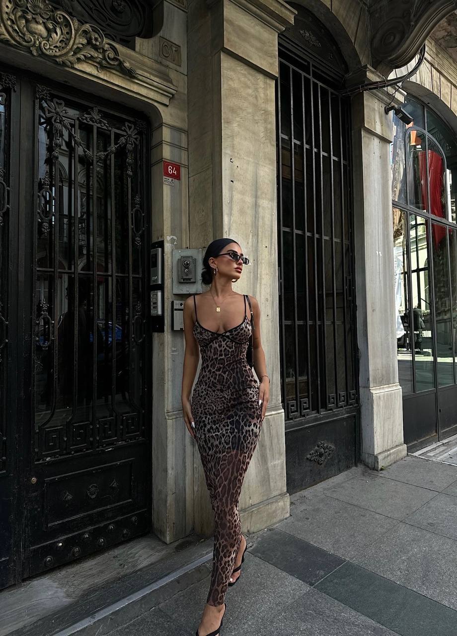 The Wild Elegance Leopard Print Maxi Dress – 1093