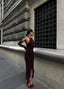 The Noir Elegance Halter Midi Dress - 1045
