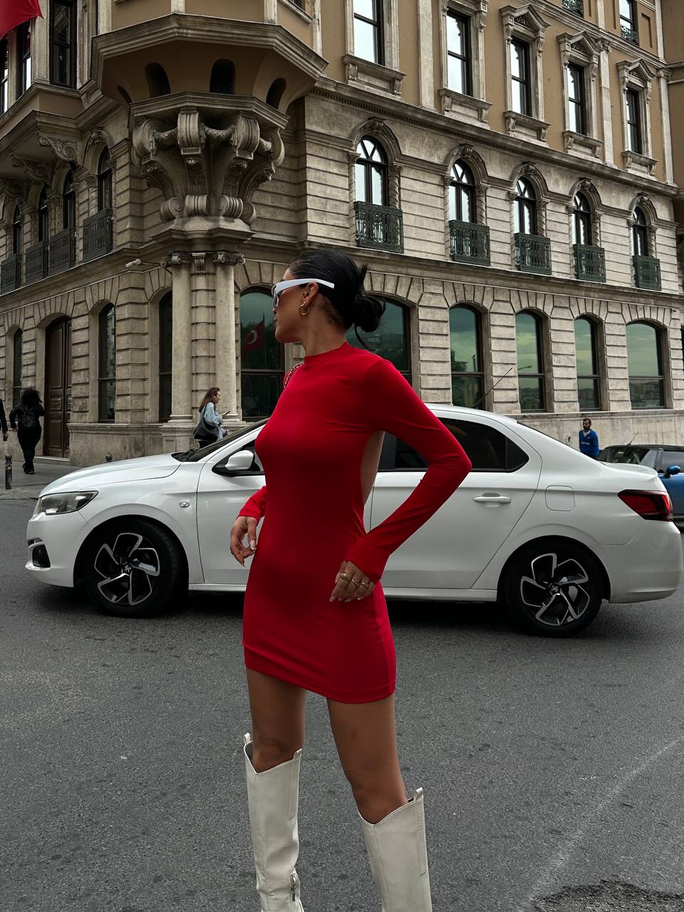 The Luxe Allure Open-Back Mini Dress - 1017