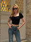 The Ruched Puff-Sleeve Crop Top – 1172