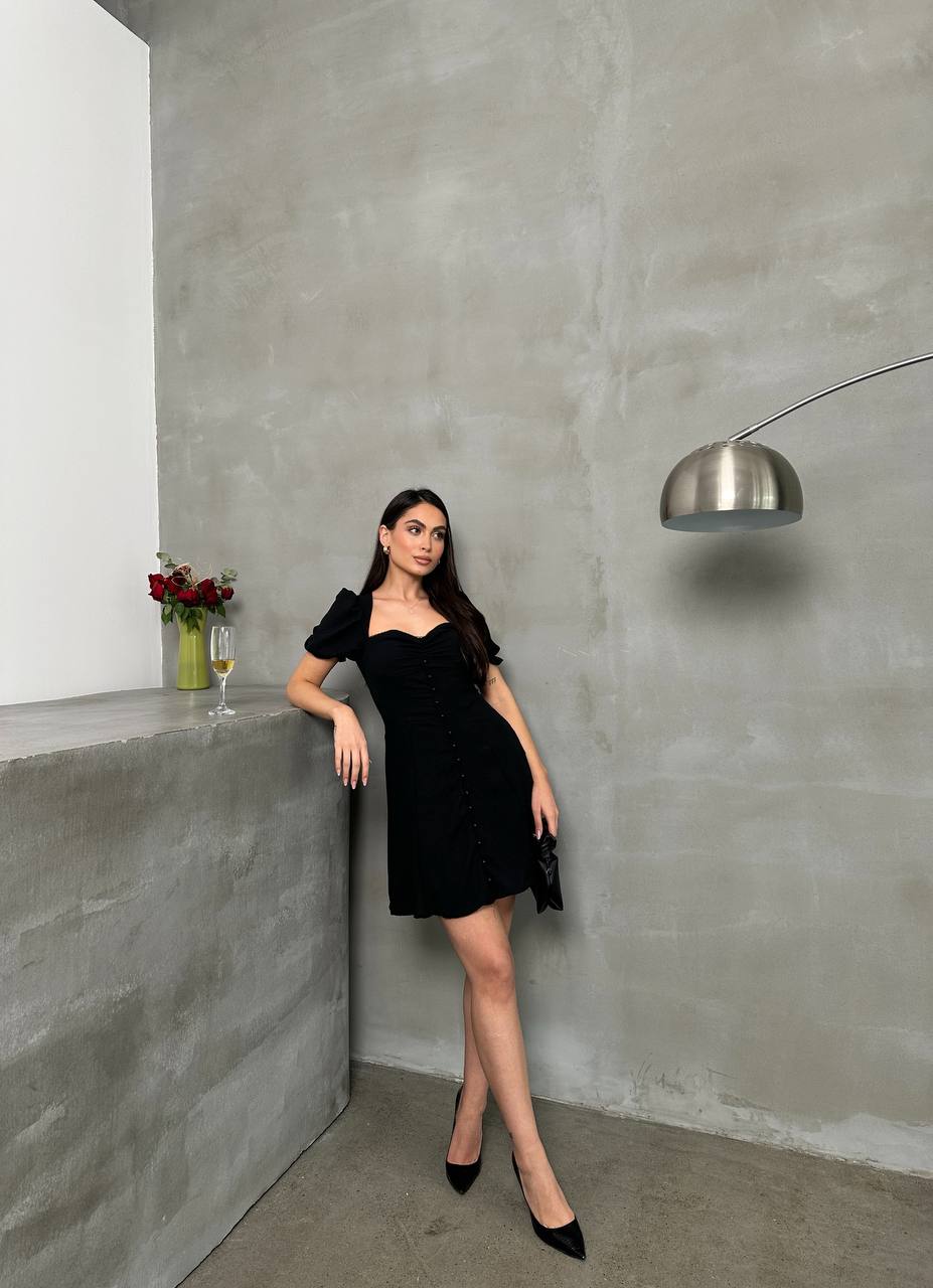 Romantic Buttoned Sweetheart Mini Dress - 1175