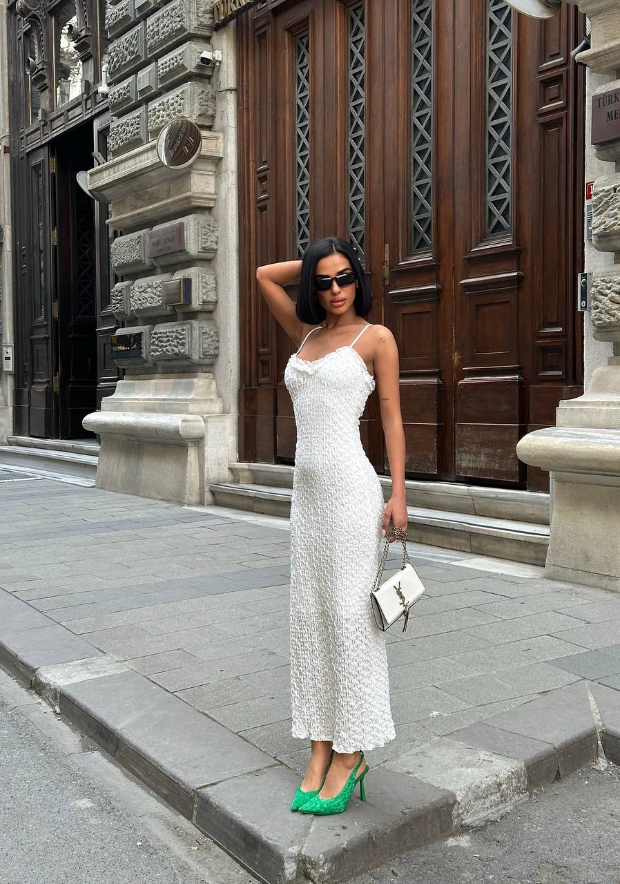 The Florence Crochet Maxi Dress Textured Romance - 1183