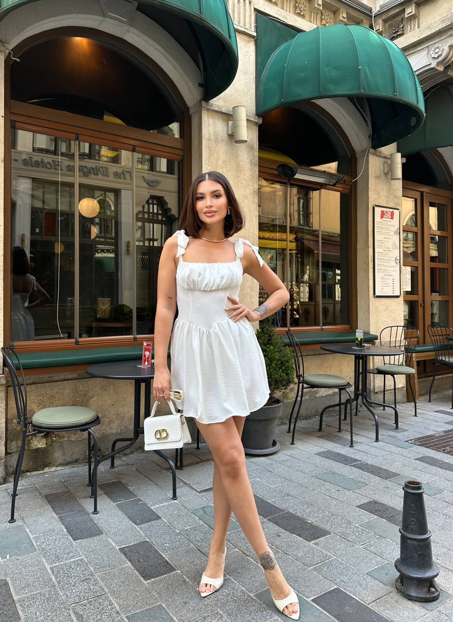 The Amara Tie-Strap Babydoll Mini Dress – 1197