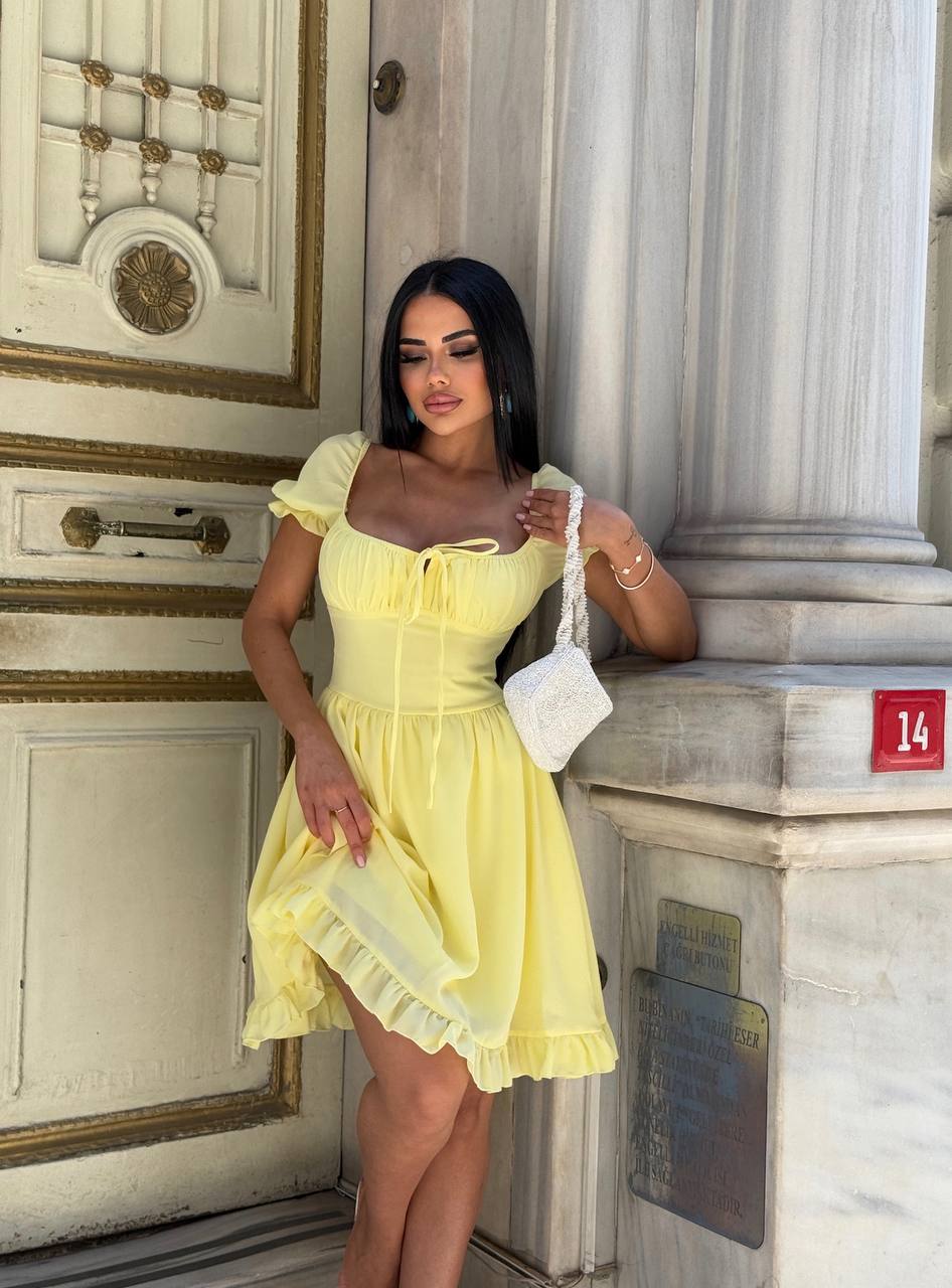 The Ruffle Charm Puff Sleeve Pastel Romance - 1228