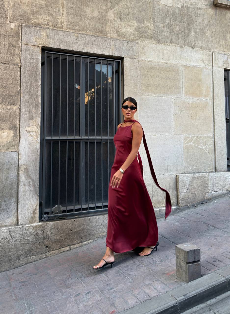 The Nova Backless Satin Maxi Dress Timeless Drape - 1235