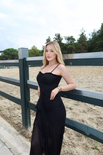 Ethereal Grace Mesh Ruffle Maxi Dress – 1257