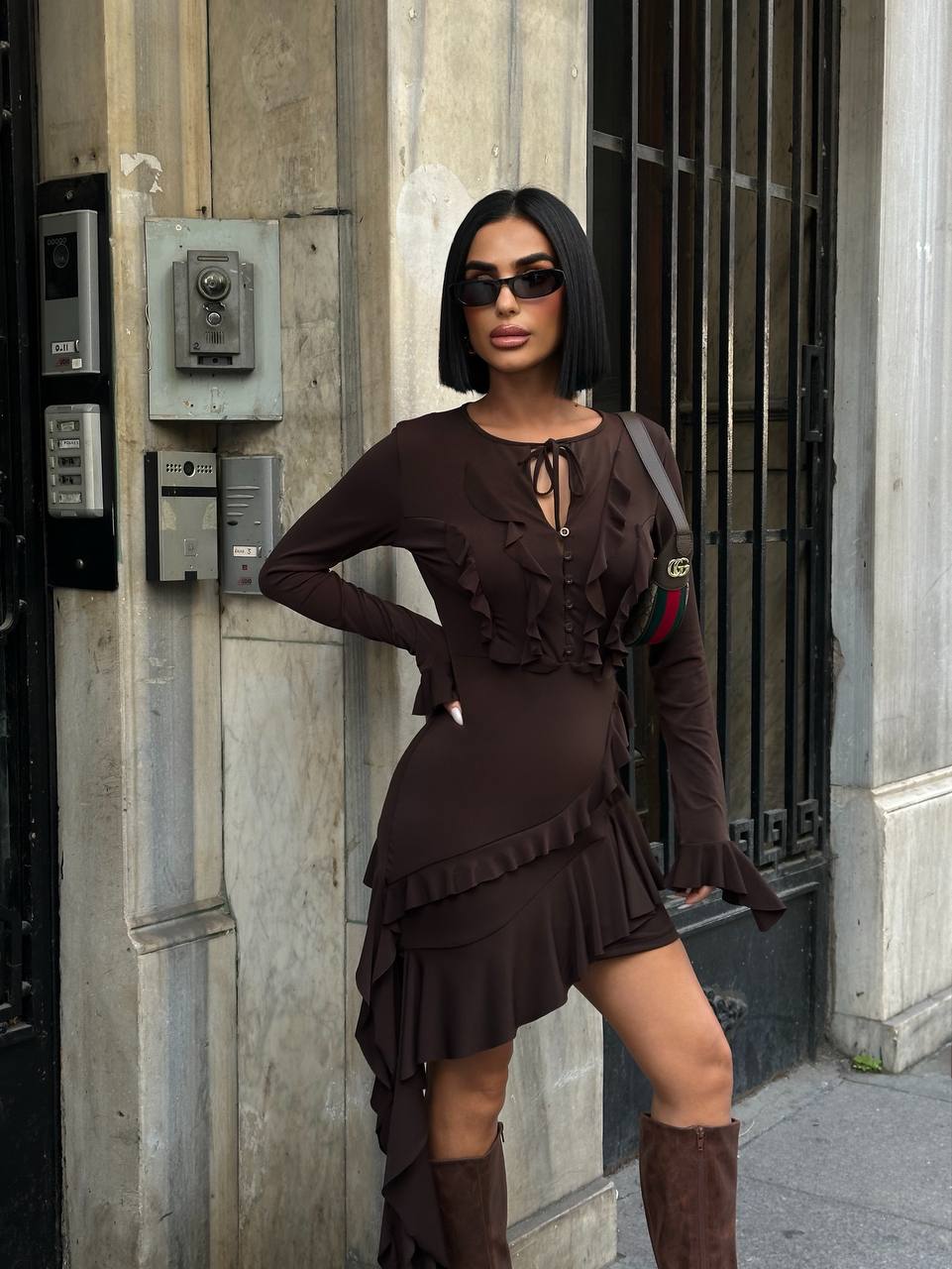 Eternal Ruffle Mini Dress Asymmetrical Layered Frill 1271