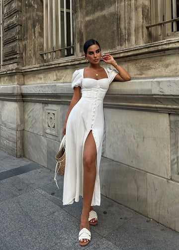 The Noir Elegance Slit Midi Dress - 1092