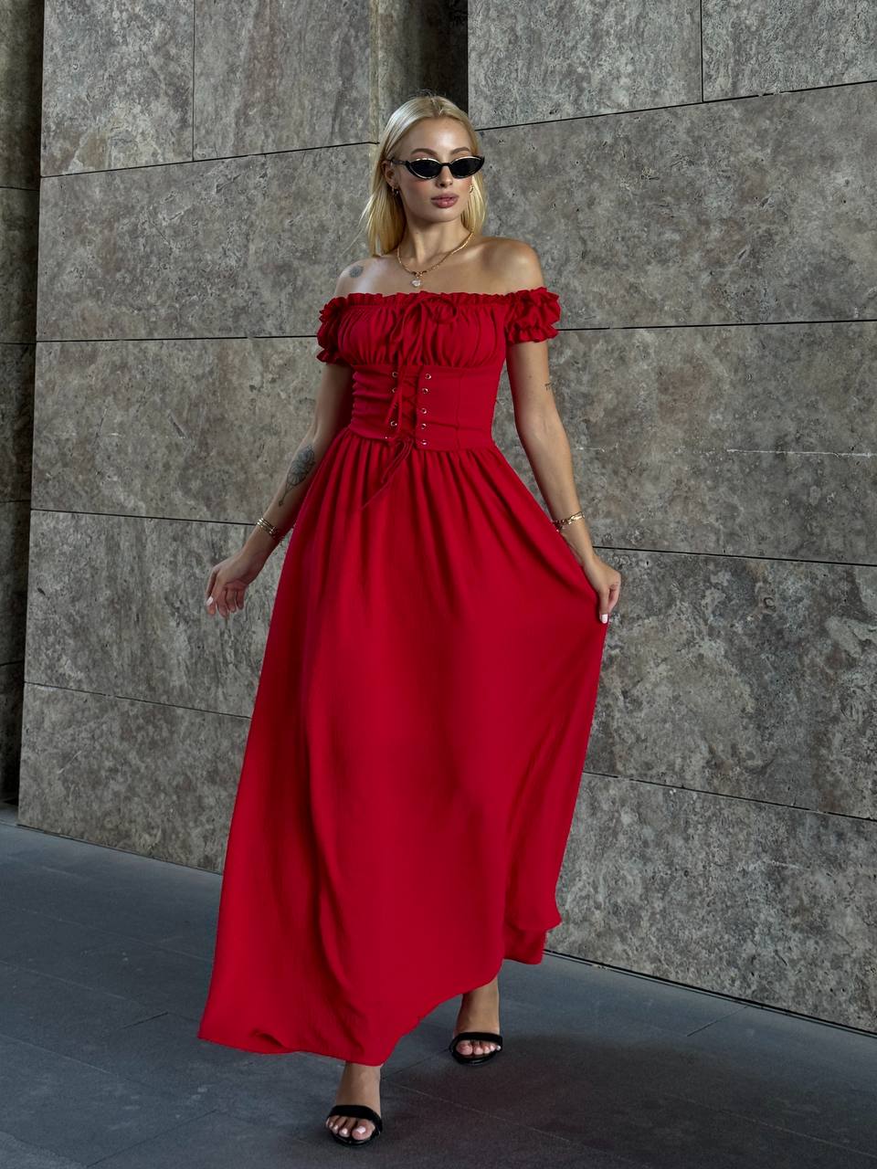 The Enchanted Elegance Off-Shoulder Maxi Dress – 1089