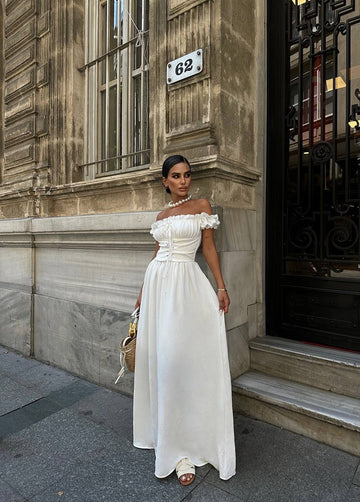 The Enchanted Elegance Off-Shoulder Maxi Dress – 1089