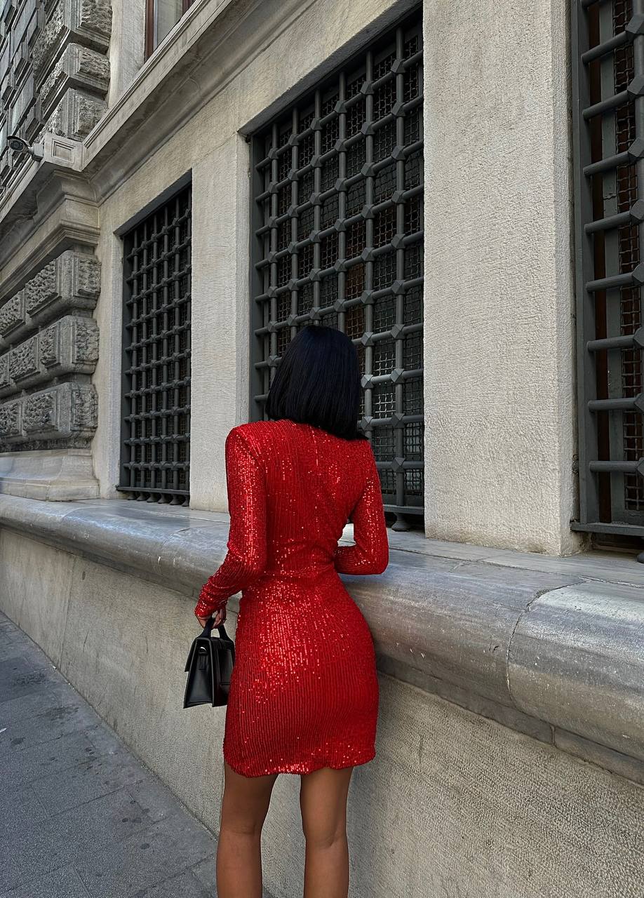 The Radiant Sequin Drape Mini Dress – 1080