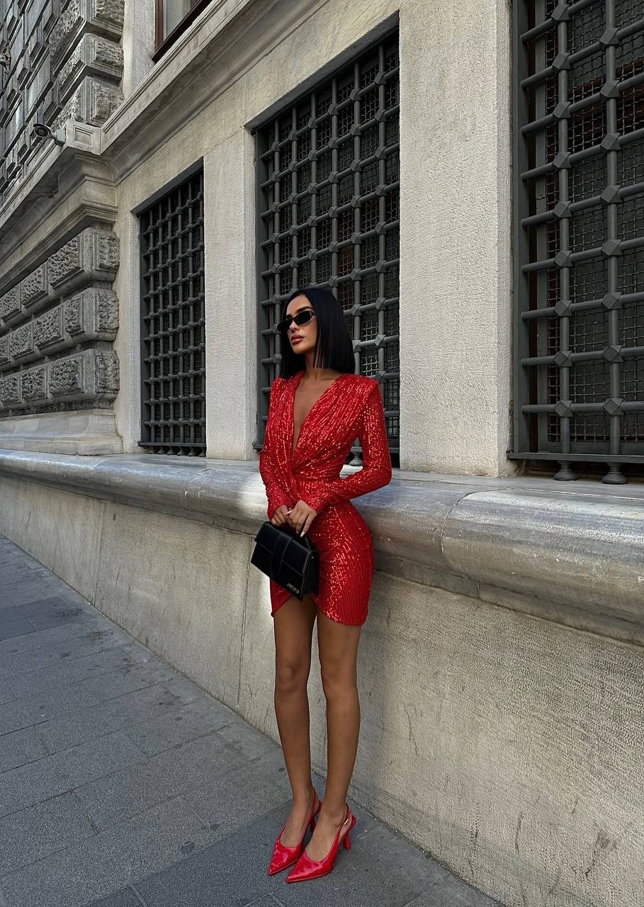 The Radiant Sequin Drape Mini Dress – 1080