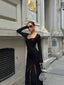 The Noir Glam Long Sleeve Maxi Dress – 1067