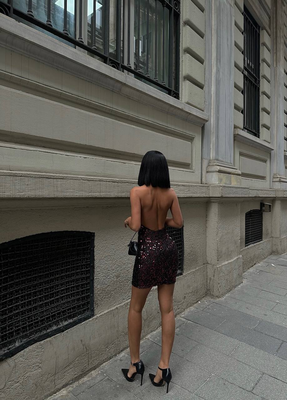 The Midnight Sequin Halter Dress – 1064