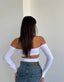 The Elegance Off-Shoulder Long Sleeve Crop Top - 1063