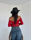 The Elegance Off-Shoulder Long Sleeve Crop Top - 1063