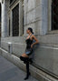 Sleek Noir Vinyl Mini Dress - 1023