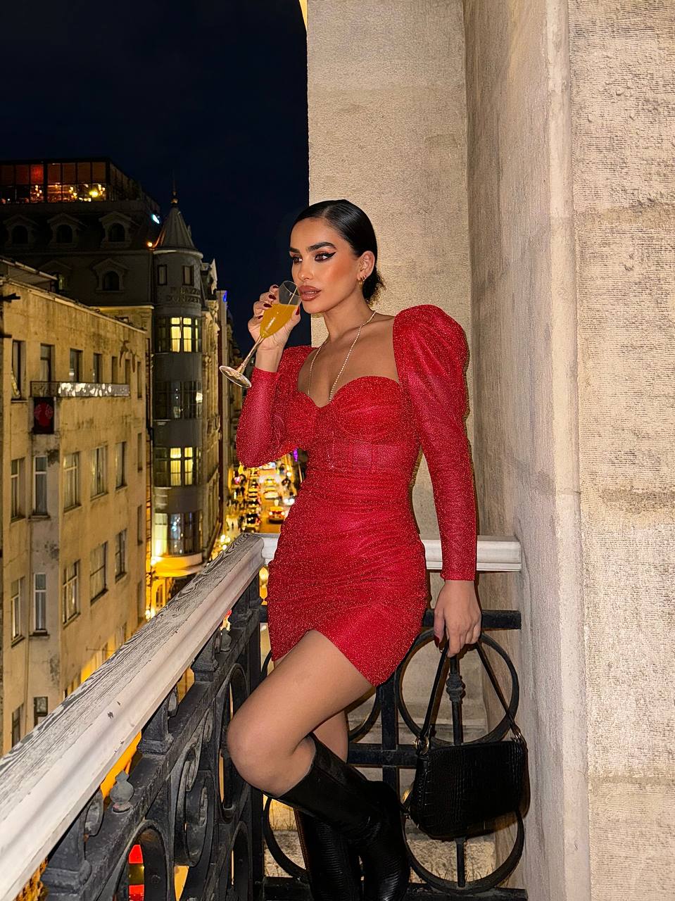 The Glam Sequin Long-Sleeve Mini Dress – 1039