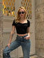 The Ruched Puff-Sleeve Crop Top – 1172
