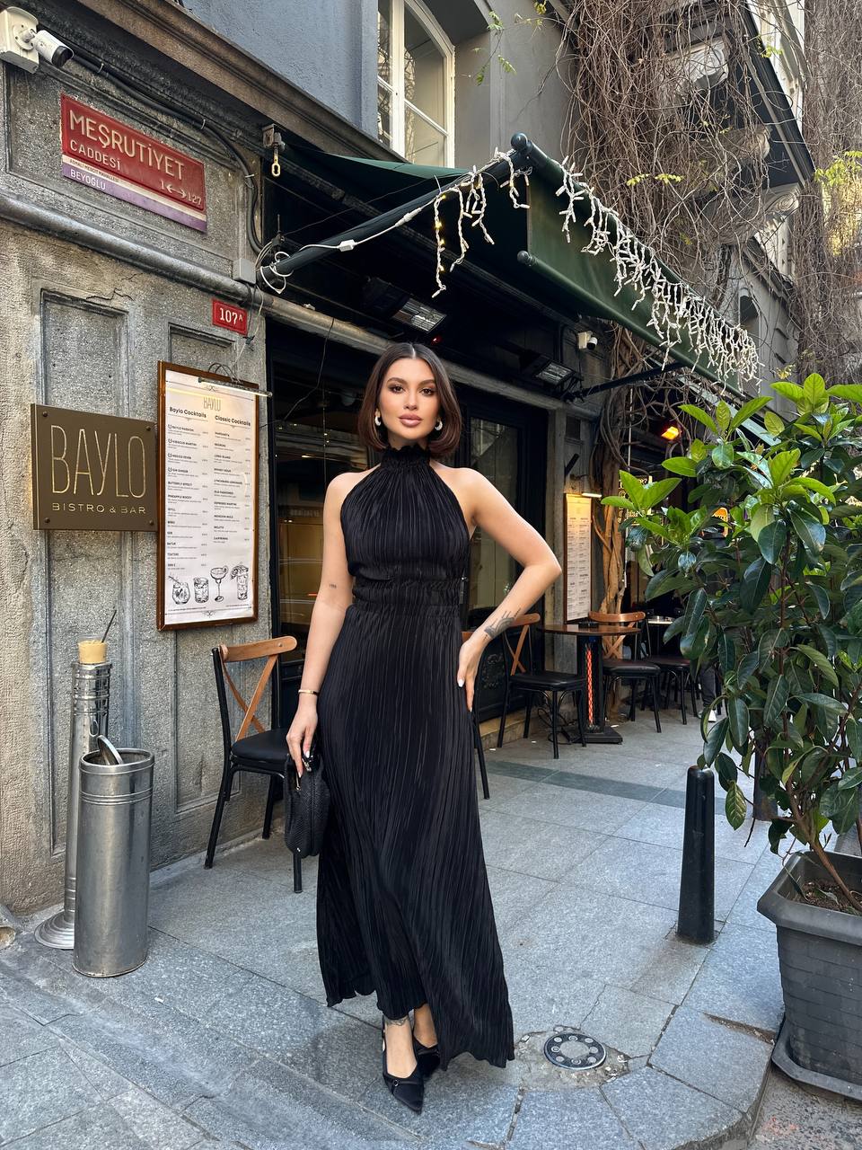 Ethereal Pleated Halter Maxi Dress - 1178