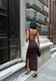 Sculpted Elegance Open-Back Maxi Dress - 1187