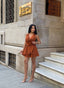 The Capri Drape Halter Mini Dress Sunset Romance - 1210