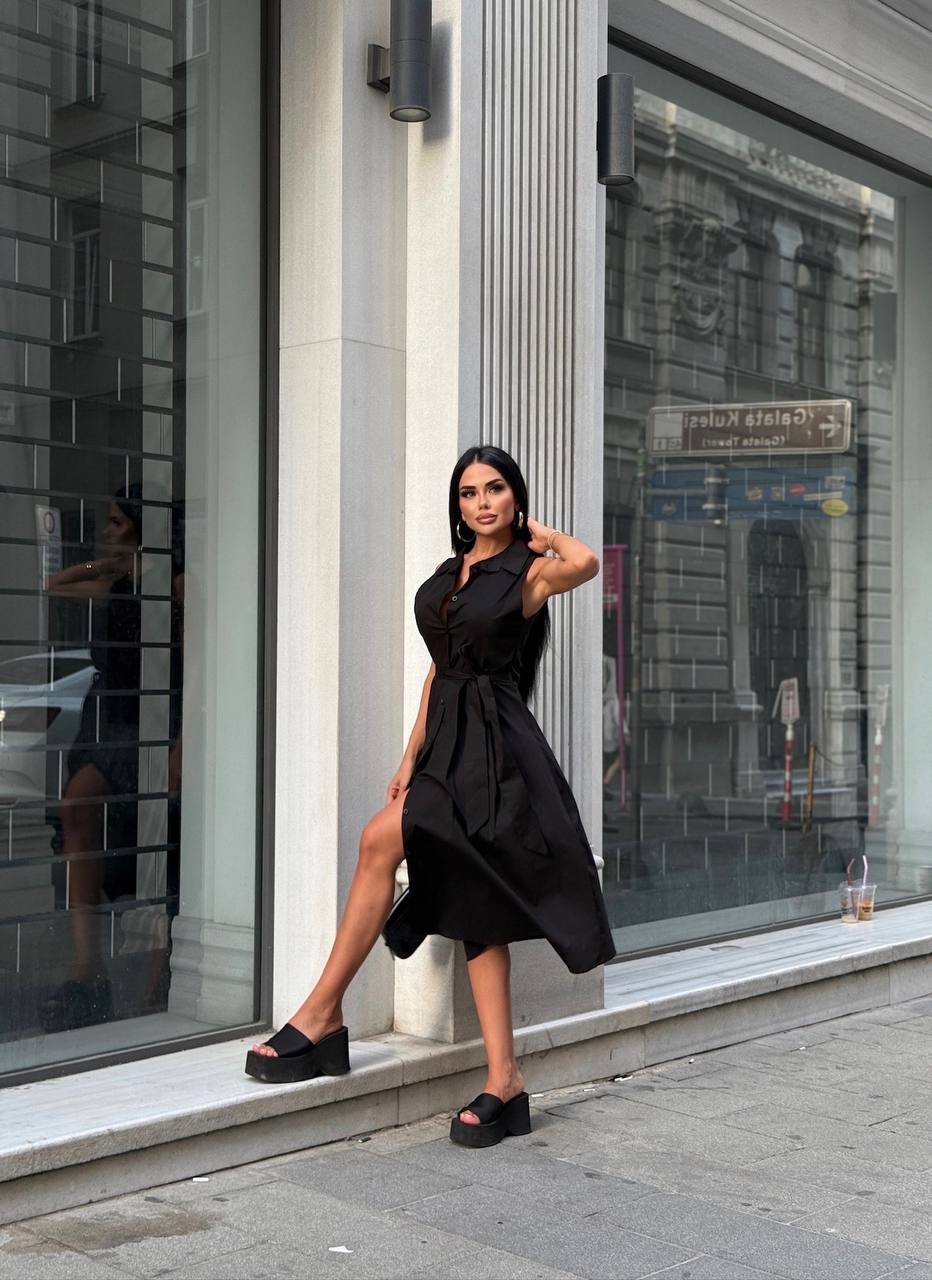 Urban Grace Button-Down Midi Dress – 1231