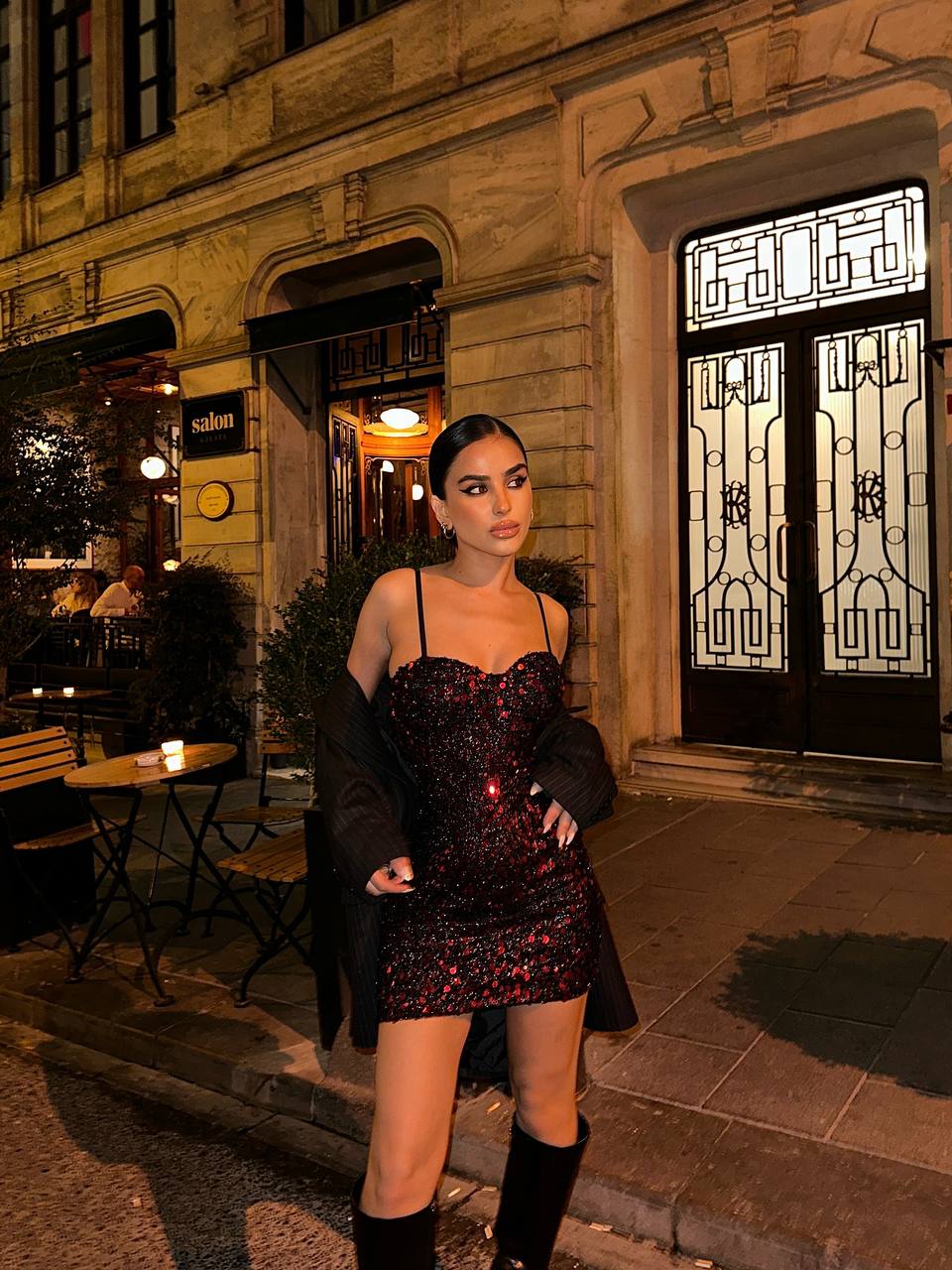 Midnight Spark Mini Dress Bodycon Sequin Glam - 1244