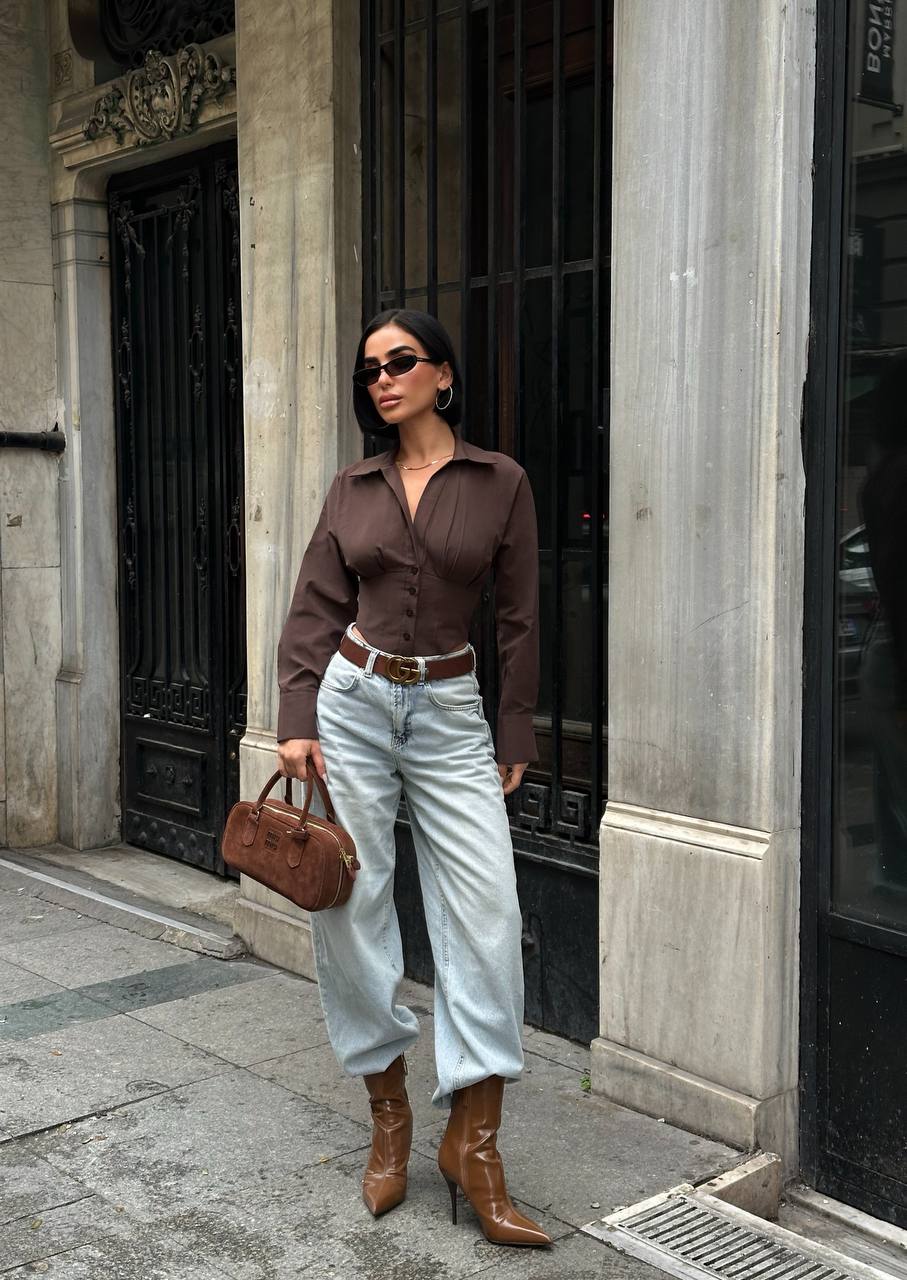 Urban Sculpt Cropped Blouse Fitted Waist Shaping 1278