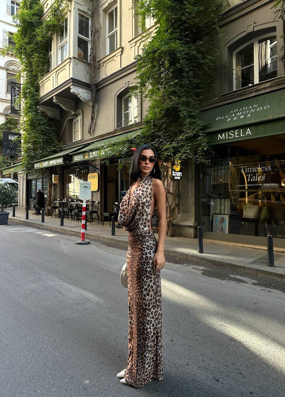 Luxe Leopard Backless Gown Maxi Dress– 1061