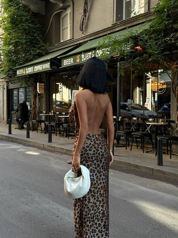 Luxe Leopard Backless Gown Maxi Dress– 1061