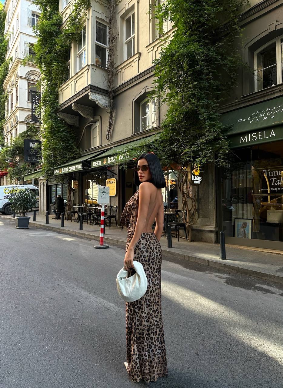 Luxe Leopard Backless Gown Maxi Dress– 1061