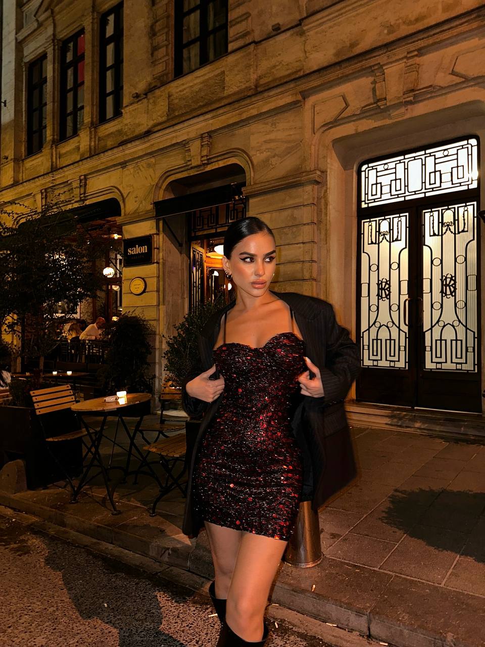 Midnight Glitter Sequin Mini Dress – 1059